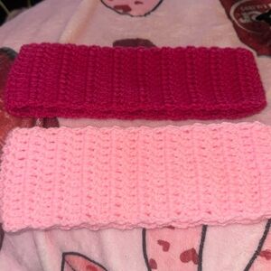 Set of Two Pink Crocheted Headbands